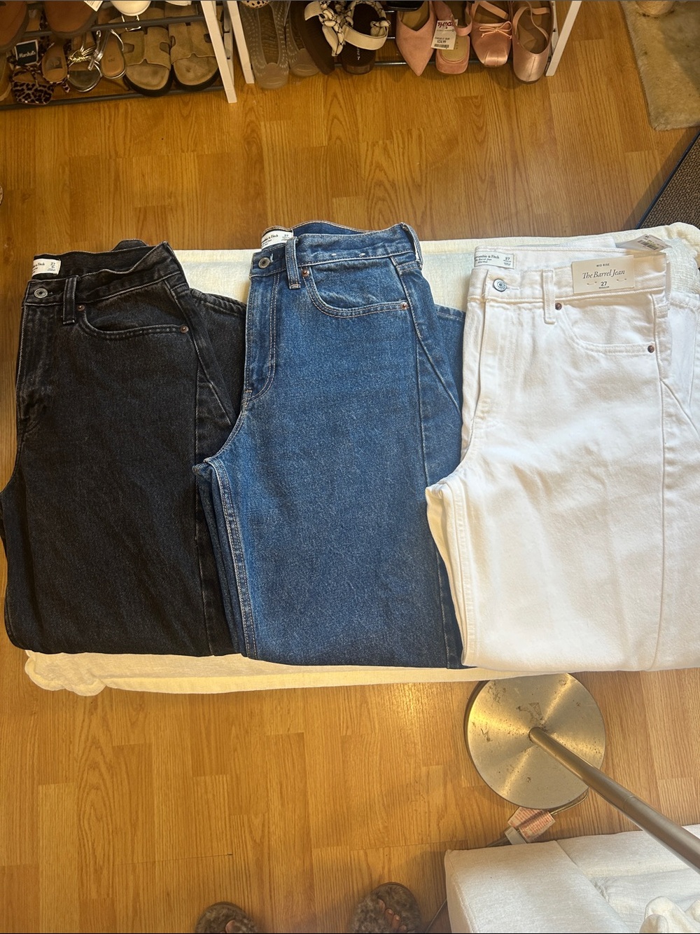 Abercrombie & Fitch Barrel Jean Bundle (Black, Blue, White) - Bundle